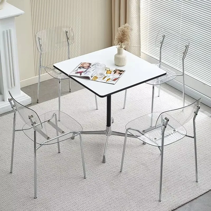 Nordic Modern Simple Aluminum Alloy Dining Table Light Luxury Square Kitchen Table for Home Bedroom Hotel Furniture