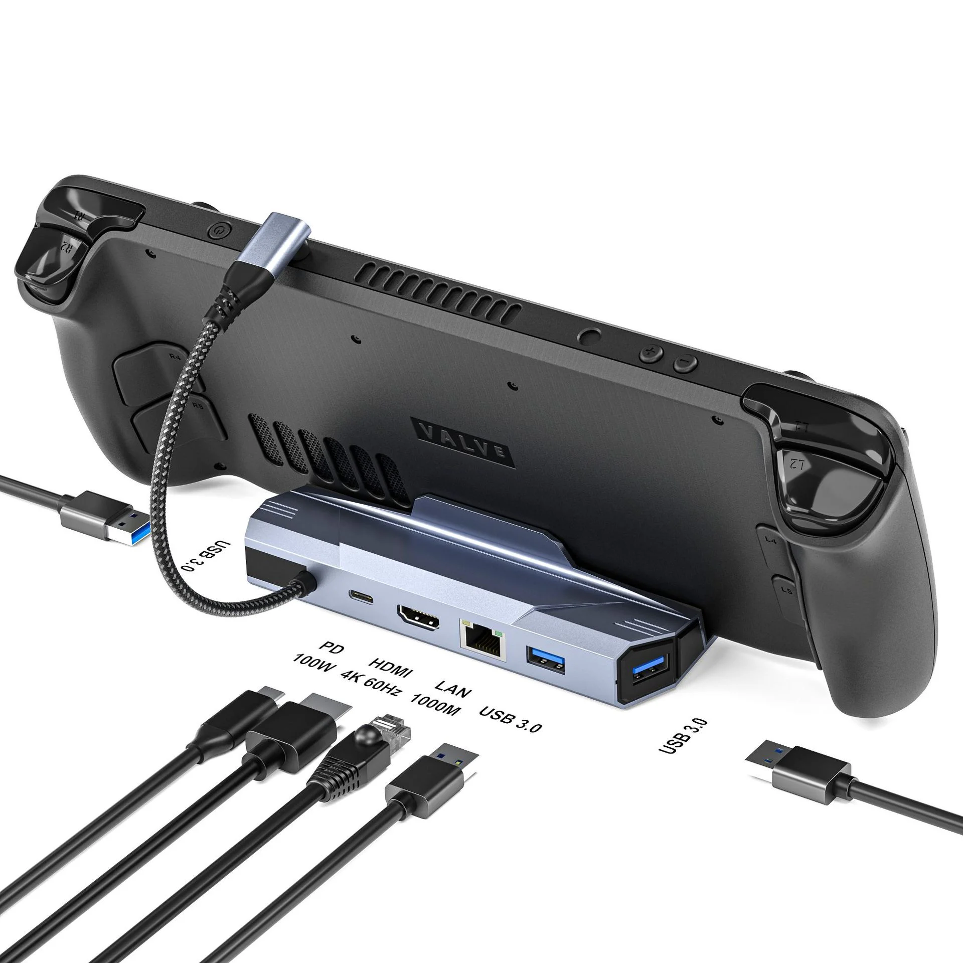 LIKIMCORE 6-in-1 Type C Hub for Steam Deck Switch - 4K HDMI, Ethernet, USB 3.0, PD - Portable Adapter for ROG Ally, Laptop, iPad