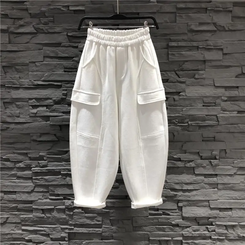 2026 New Spring and Autumn Loose Casual Oversized High Waist Slimming Solid Color Wide Leg Sports Work Harlem Guard Pants