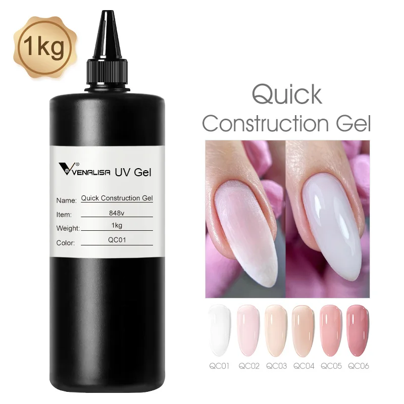 VENALISA Jelly Color Construction Gel Transparent Pink 1L Volume Soak Off UVLED Semi Permanent Self-leveling Pastel Gel Varnish
