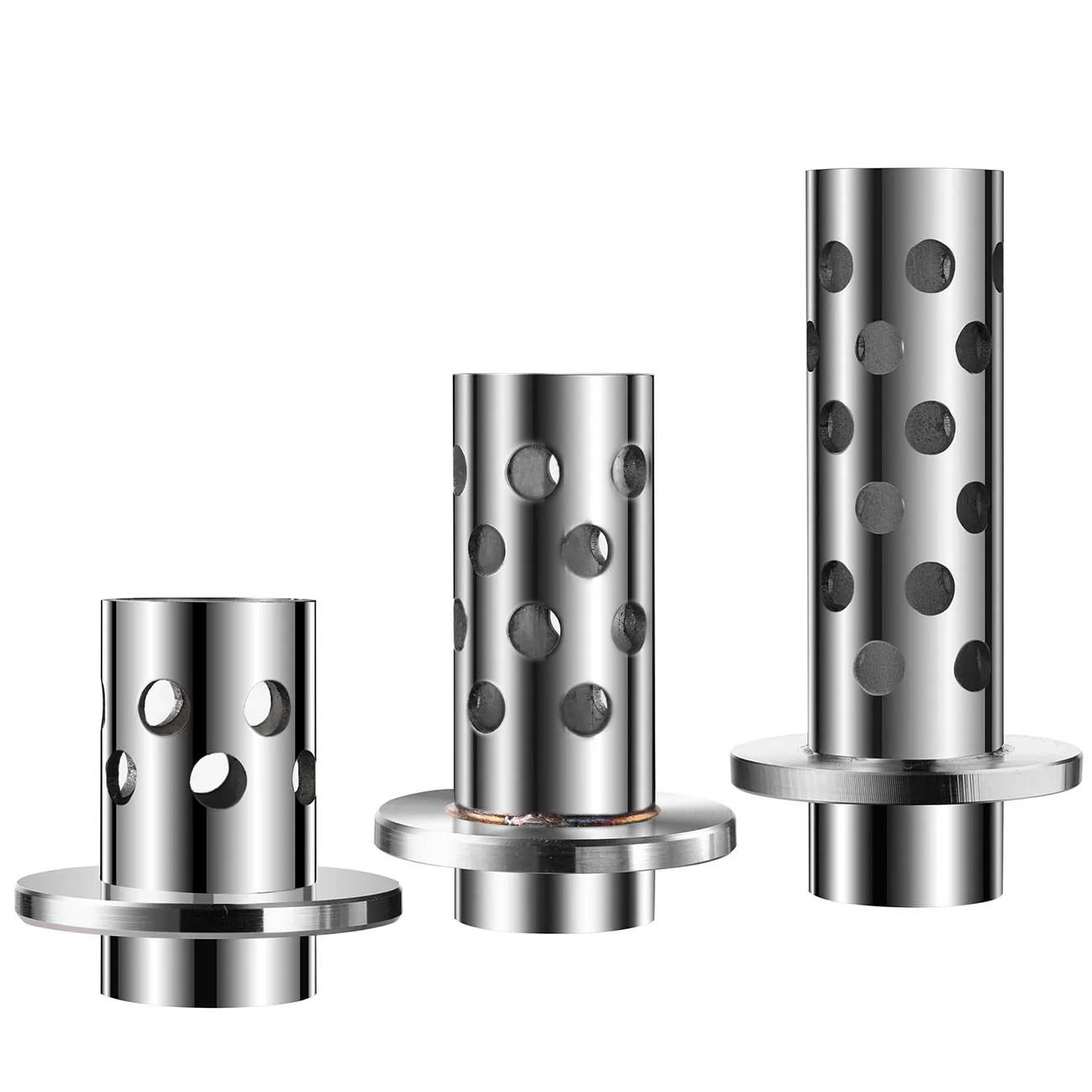 1.2-2 Inch Diameter Vacuum Casting Flask with Rubber Base - 304 Stainless Steel, Perforated, Available in Various Sizes