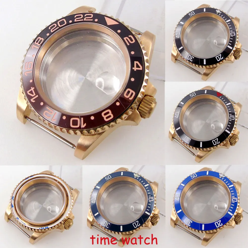 40mm CUSN8 Solid Bronze Diver Men Watch Case GMT SUB Watch for NH34 NH35 NH36 NH38 ETA2824 PT5000 SW200 200m Waterproof Sapphire