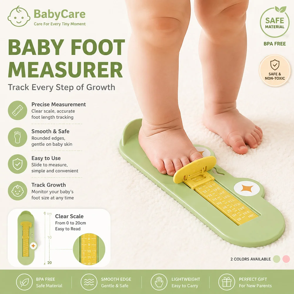 Baby Foot Measurer for Kids Adjustable Foot Length Gauge Toddler Shoe Size Measuring Tool Infant Foot Measuring Ruler