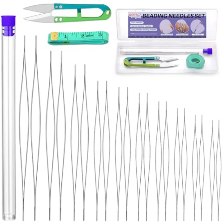 30 Pcs Big Eye Beading Needles, 10 Sizes Beading Needles for Seed Beads, Jewelry Making Supplies Bead Needles for Jewelry Makin