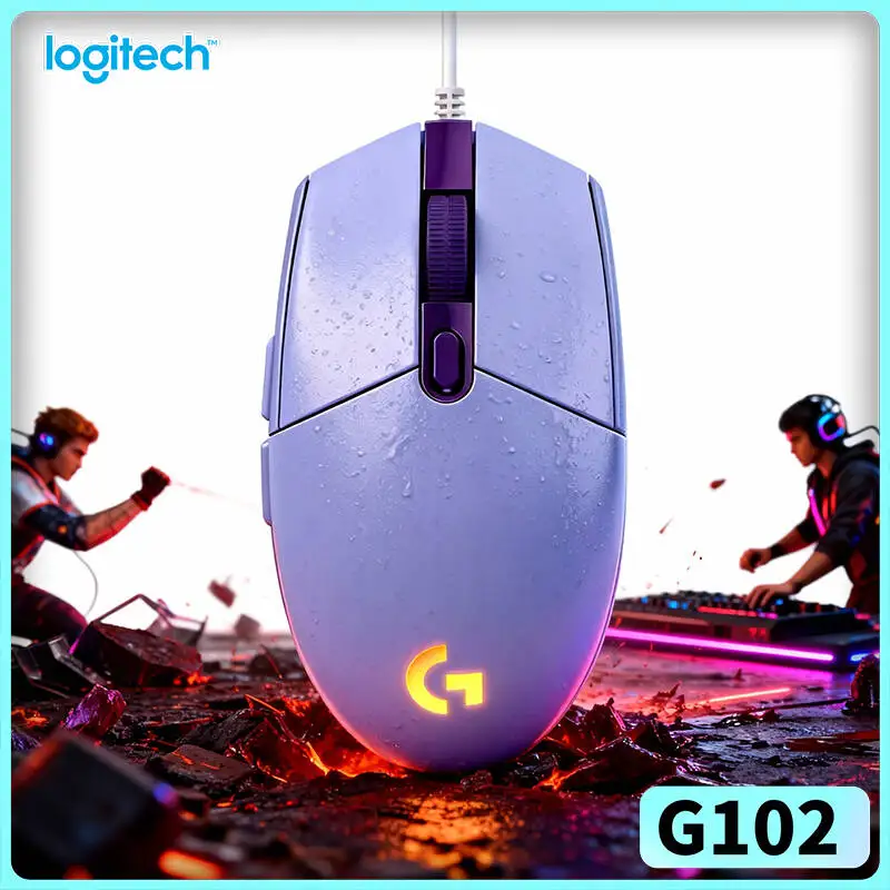 Logitech G102 Wired Mouse, 8x Faster Than Ordinary Mice, RGB Backlit, 6 Keys, Ergonomic Design for Competitive Esports