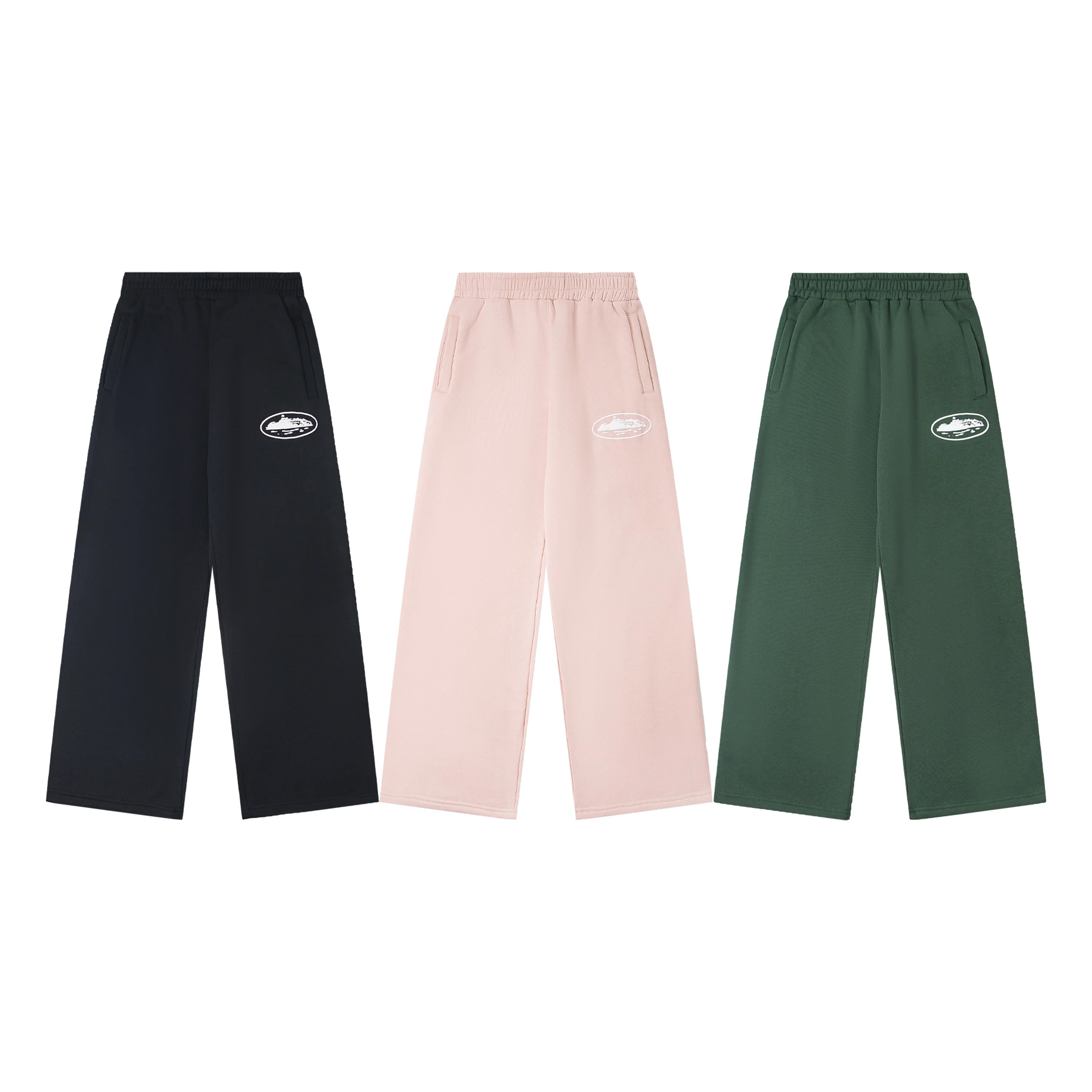 Loose Straight Leg Casual Pants American Style Bubble Letter Print Cotton Men's Leisure Trousers Street Fashion High Waist