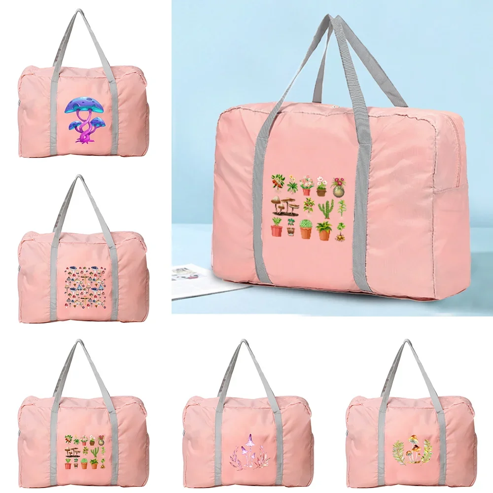 Tote Bag Travel Luggage Bags Large Capacity Clothing Organizer Mushroom Pattern Girl Lightweight Weekend Trip Overnight Bag