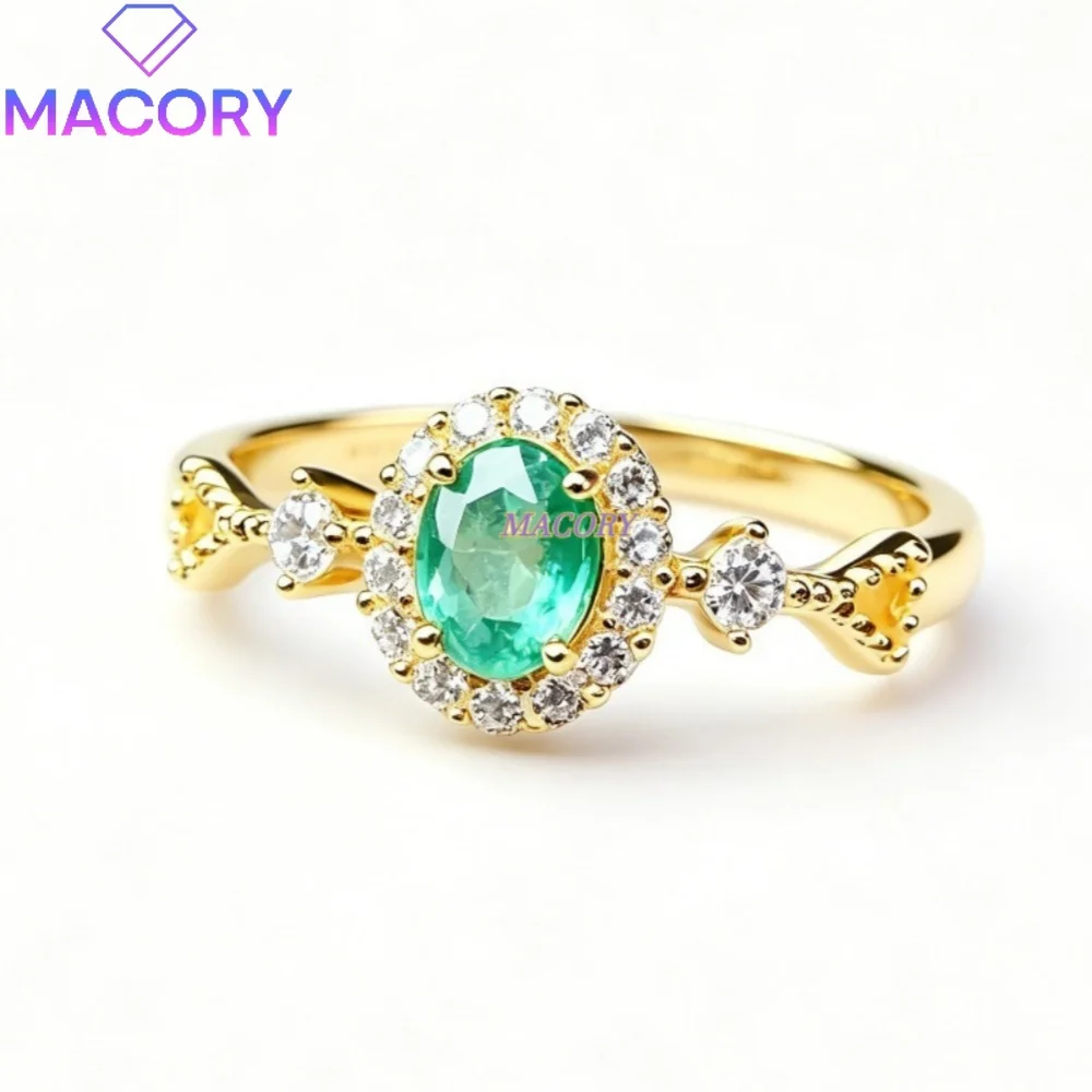 Natural emerald ring 925 sterling silver elegant women's jewelry stackable vintage and classy perfect for special occasions