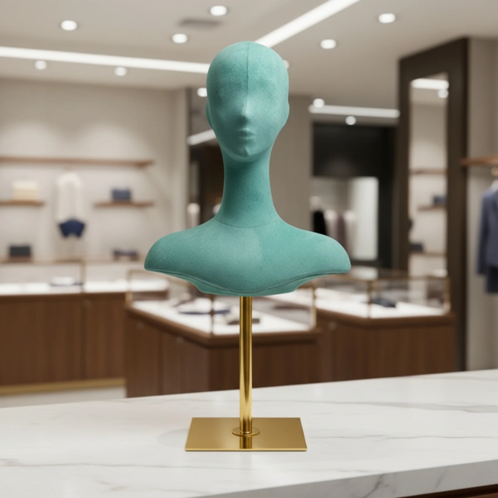 Mannequin Head with Stand Gold Finish Display Bust with Adjustable Stand Fabric Mannequin Bust Professional Manikin Stable