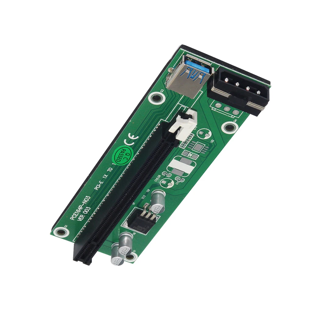 PCI-E Riser Board 1x to 16x Adapter Card PCI-E Graphic Card Riser Card with 4pin Power Socket, Green, 30cm