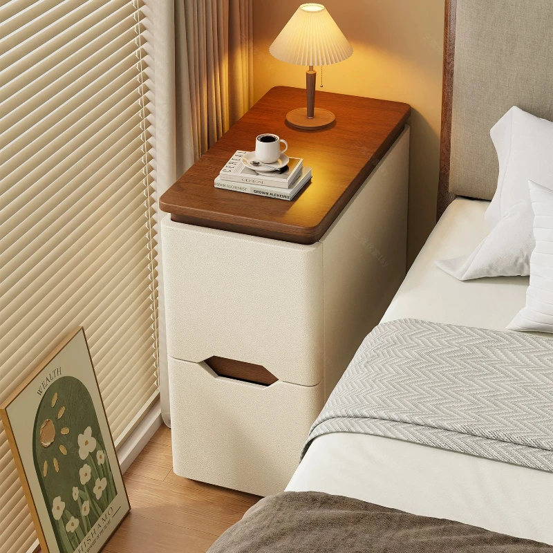Larch Wood Narrow Movable Bedside Shelf with Antibacterial Silent Metal Slide for Sofa Side Cabinet FAS Grade Heavy Load