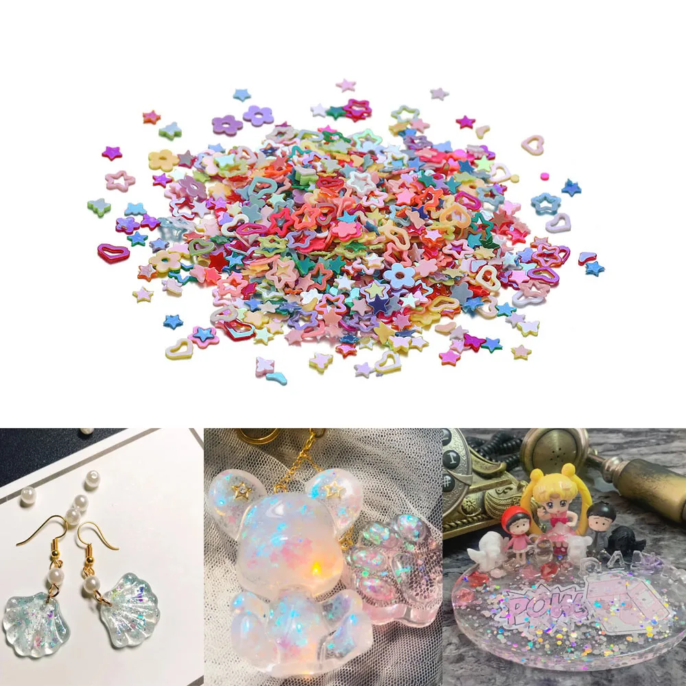 28g Glitter Heart Sequins Size Mix DIY Shaker Charms Shiny Fillings Silicone Epoxy Resin Mold Accessories Fillers Art Decoration