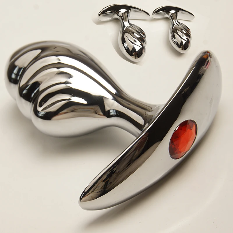 Metal Anal Beads Training Dildo with Jewelry Base,Curved Butt Plugs Sex Toys, Analplug Buttplug Butplug,Prostate Massager