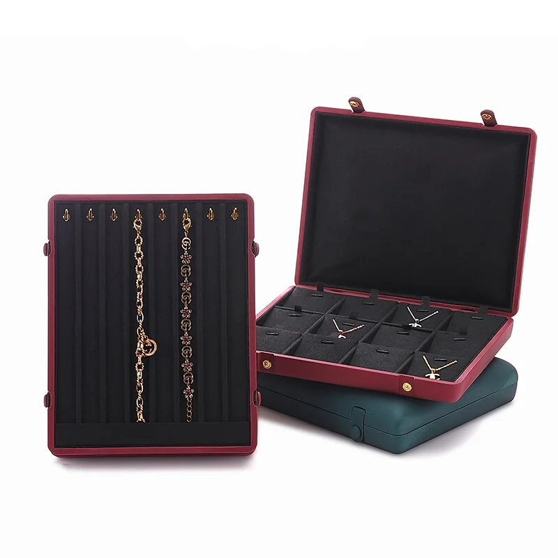 Portable jewelry box for rings necklaces earrings and other accessories multi-functional display tray for viewing and organizer