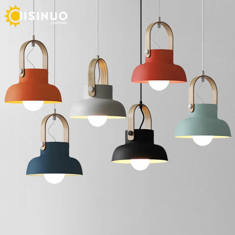 Nordic Wooden Pendant Light Hanging Lamp E27 for Bedside Dining Table Interior Bedroom Kitchen Living Room Restaurant Chandelier