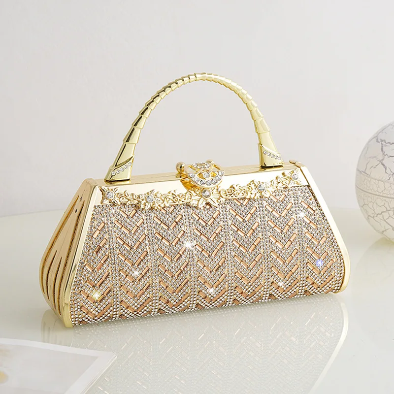 Fan Diamond Bridal Bridesmaids Handbag Photography Film and Television Props Craft Dinner Bag Large Capacity Dress Bag