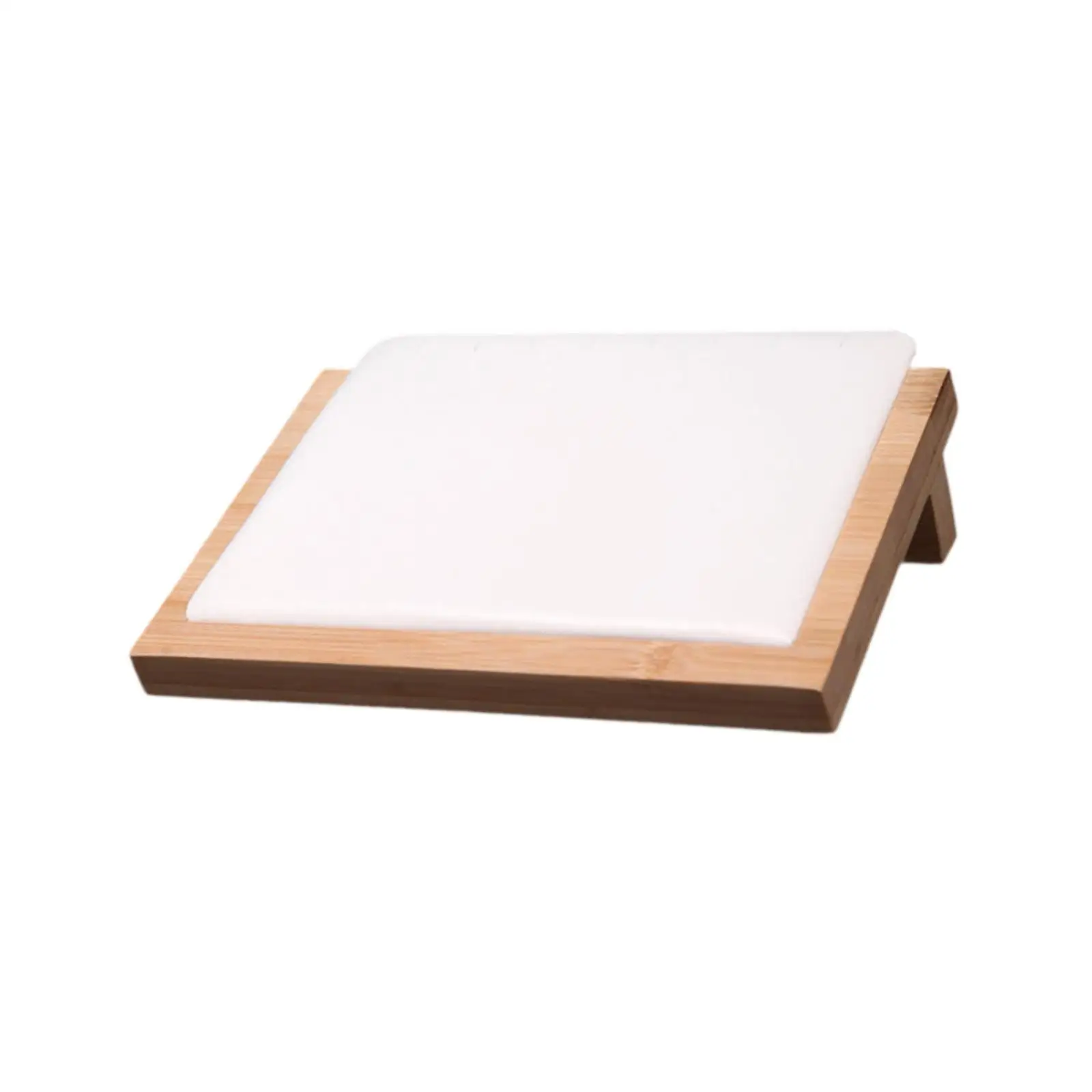 Slant Back Jewelry Display Tray Bamboo Necklace Pendant Organizer Holder Rack Soft PU Surface for Rings Bracelets Chain Storage