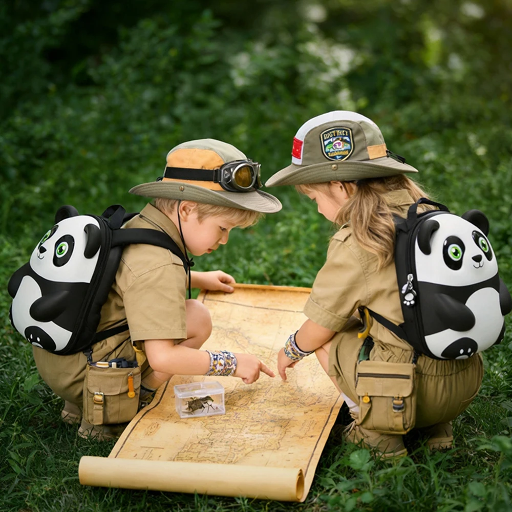 1PCS Cute Panda Hard Shell Backpack with LED Eyes Screen, DIY Programmable FullColor Display, Waterproof Casual Daypack