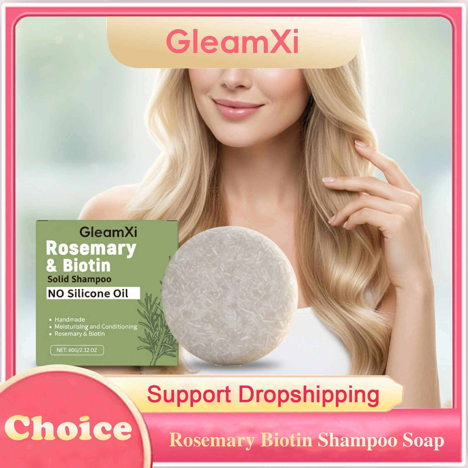 Rosemary Biotin Shampoo Soap Anti-Hair Loss Fluffy Thickening Strengthening Hair Growth Hydrating Smooth Volumizing Shampoo Bar