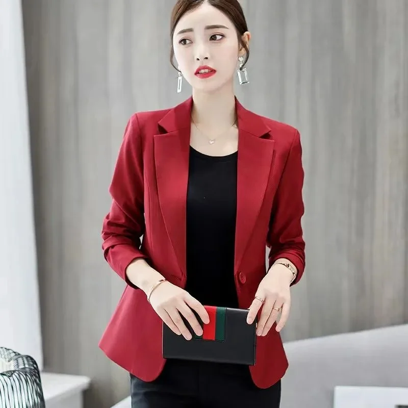 Women's Single Button Straight Anti-wrinkle Long Sleeve Formal Business Ol Office Lady Spring And Fall