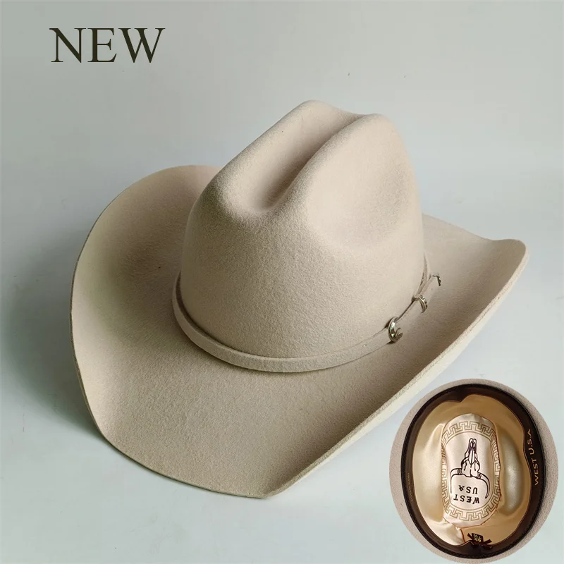 NEW Wool Autumn and Winter Fashionable Belt Buckle Decorative Hemp Wide brimmed Jazz Hat Outdoor Warm Concave Shaped Top Hat