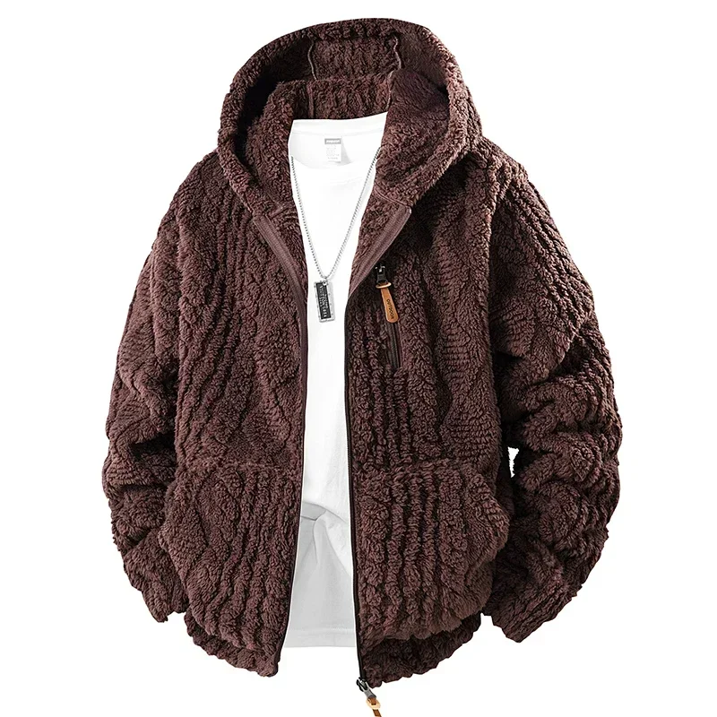 Men's Winter Hooded Warm Fleece Jacket Casual Fashion Thick Warm Coat New Autumn Winter Outwear Loose Fashion Jacket Eu Size