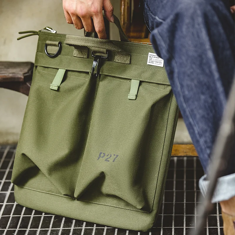 Men's Tactical Gear Helmet Carry Bag Multi-pocket Flyer Travel Bags Computer Laptop Hand Bag Single Shoulder Zipper Bag