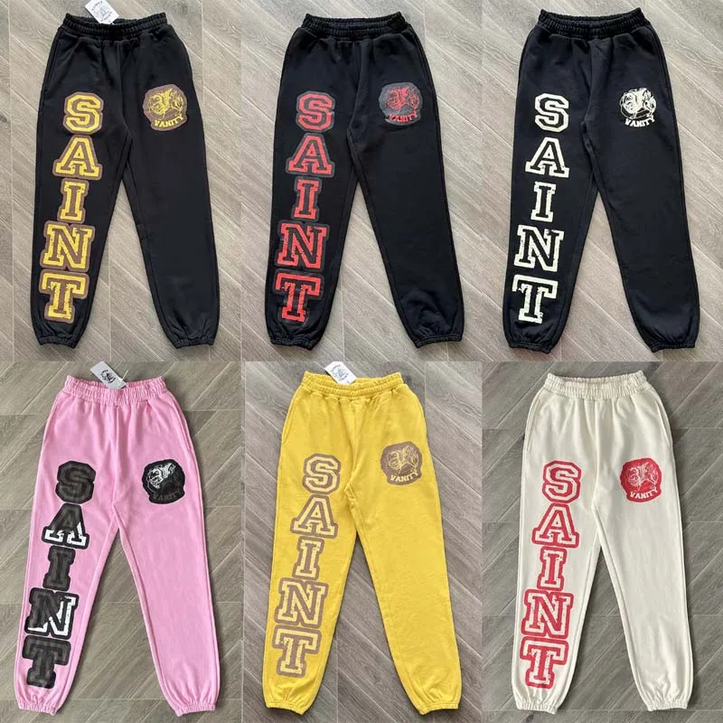 American Street Trendy SAINT Casual Pants High Quality Loose Pattern Printed Sweatpants Men's Women's Styles