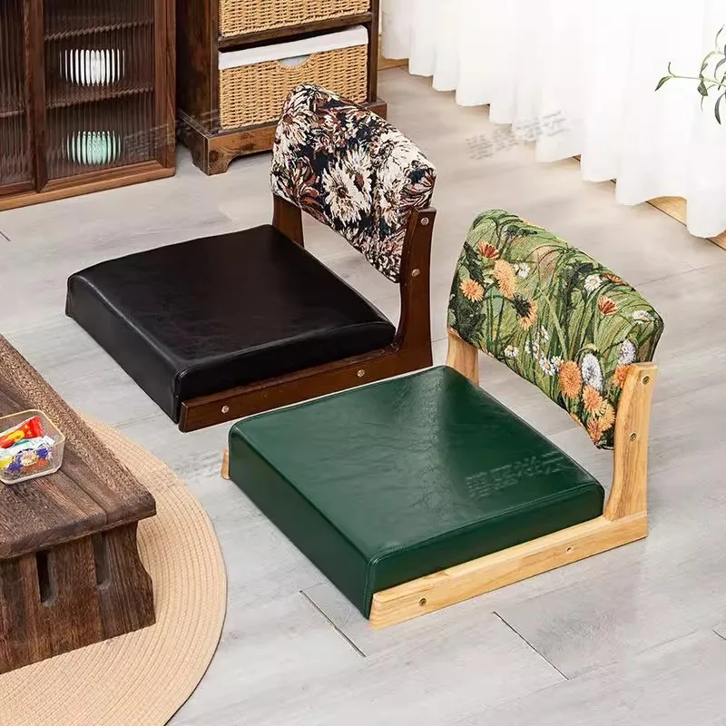 Tatami seat Solid wood legless chair Balcony bay window chair Lazy sofa Bed back Japanese floor