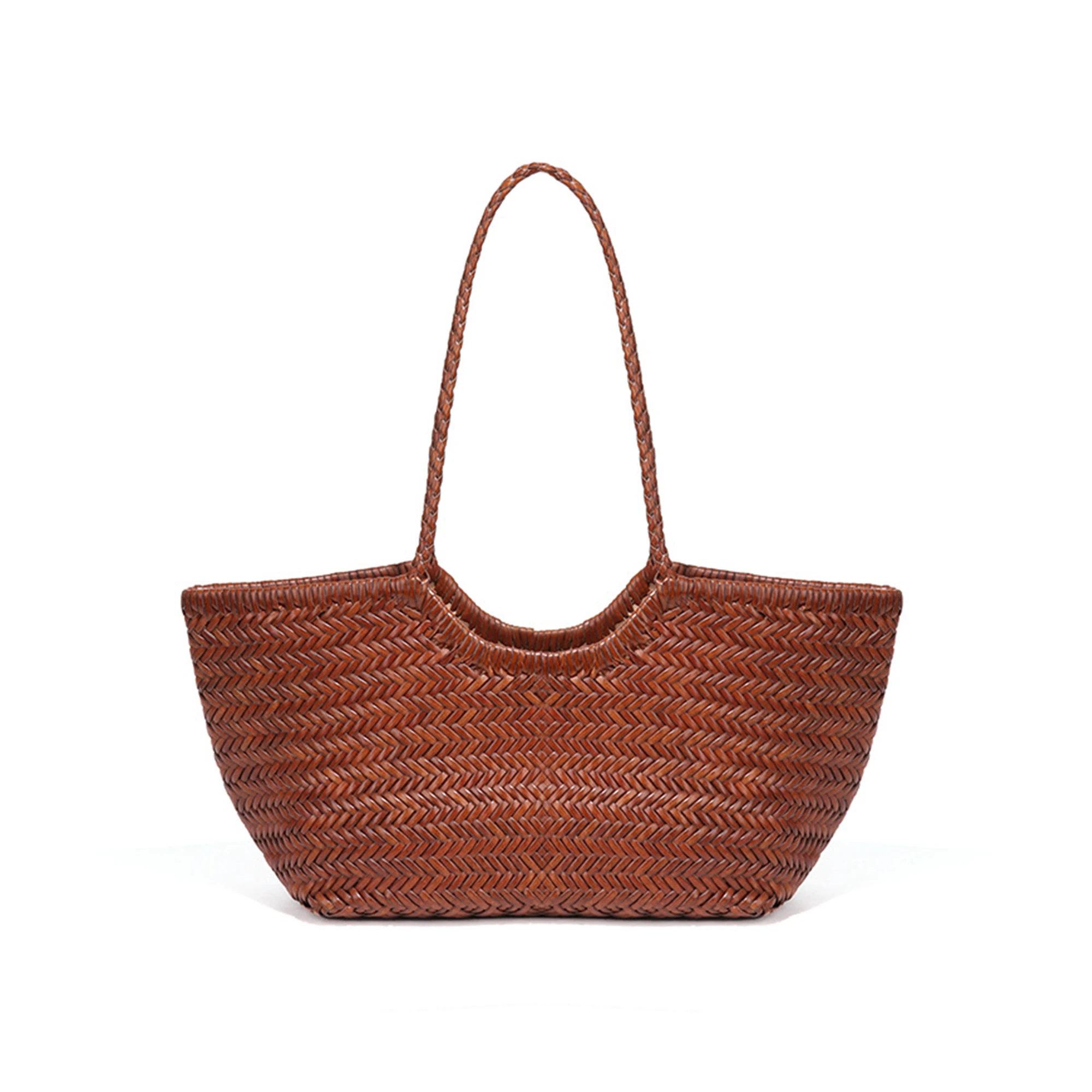 Vintage Knit Woven Women's Shoulder Bags With Inner Pocket Luxury Design Tote Handbag High Quality Rattan Bags