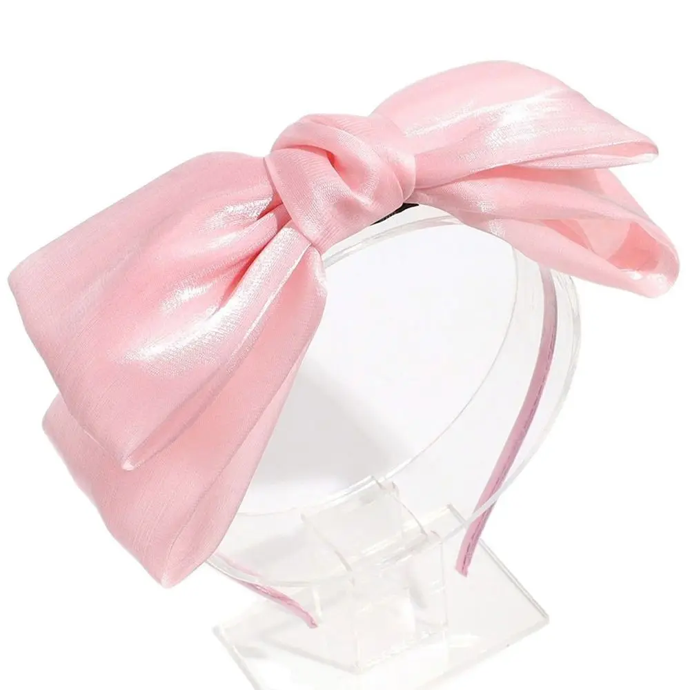 1Pcs New Bright Silk Women Headband Elegant Mesh Fairy Hair Hoop Bowknot Cute Bow Hairband Girls