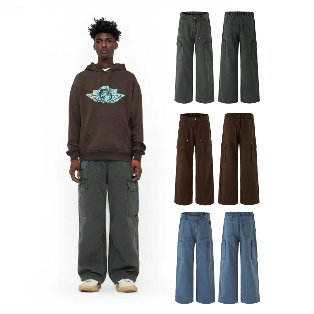 Y2k Vintage Clothing Men's Street Wear Loose Cargo Pants Hip Hop Japanese Street Style Casual Retro Cotton Daily Pants for Men's