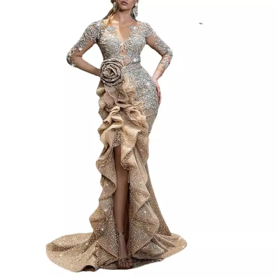 Breathtaking Dress Hollywood Sequined Fulllength Dress Backless Mermaid Ethereal Dress Gala Evening Floorlength Gown!