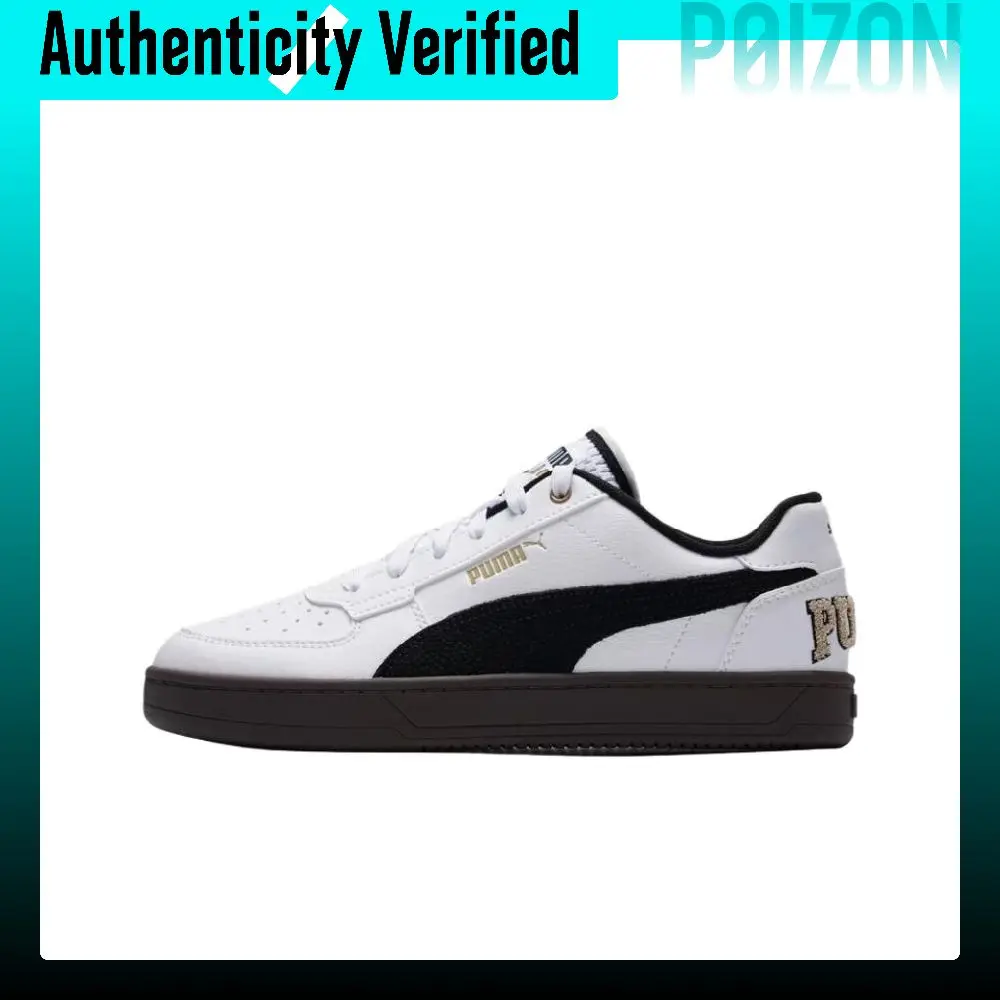 PUMA Caven 2.0 Cow Split Leather Low top Skateboard Shoes Unisex White Black 395082-09