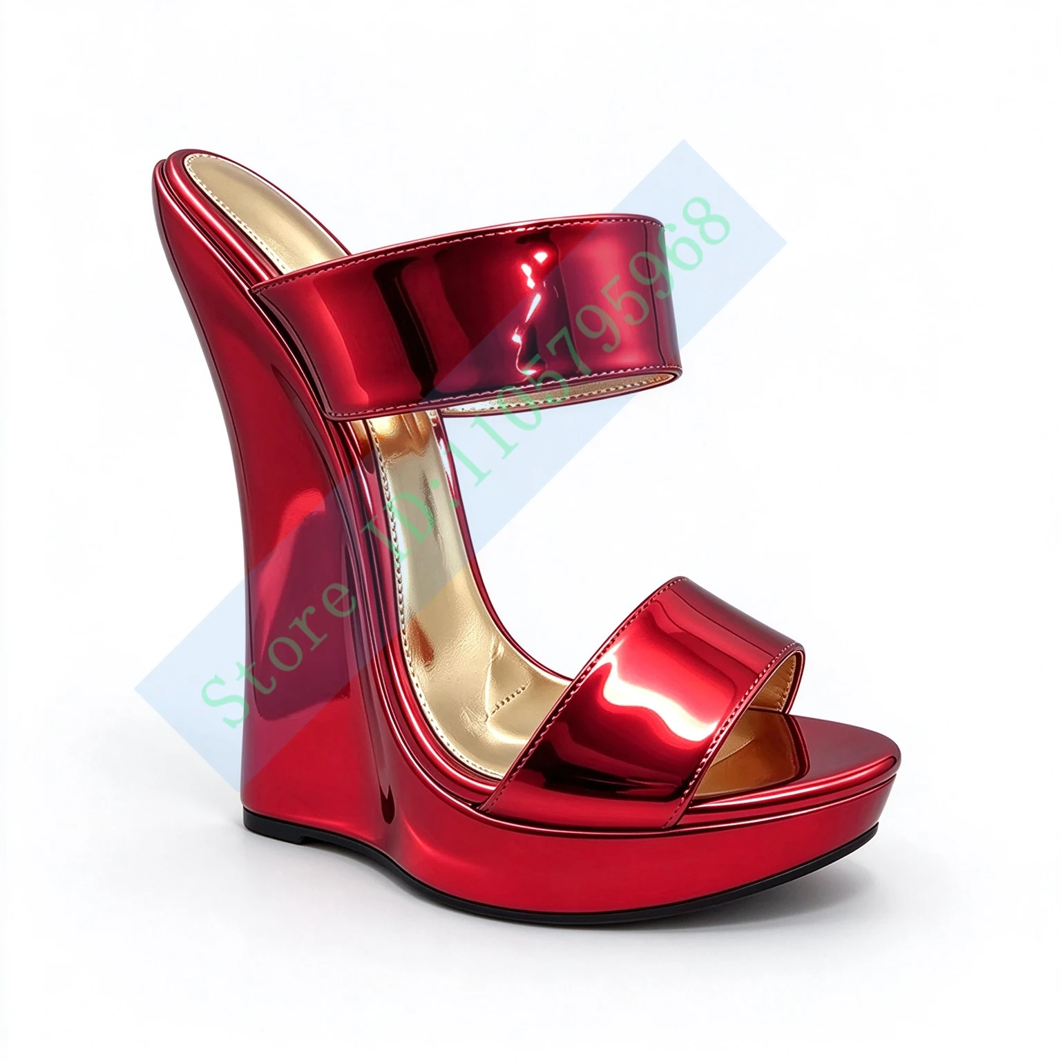 Women Open Toe Double Strap Mule Sandals Slip On Strange High Heel Platform Slippers For Party Stage Show