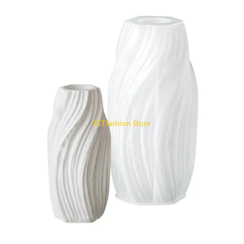 Y5GC Waved Texture Silicone Mold For DIY Resin Flower Vase Crafting Flower Container Mold For Home Decors And Gift Making