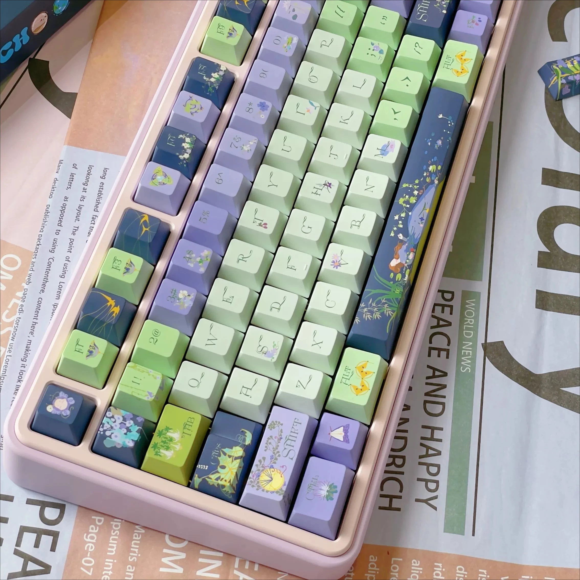 MAIMOOO Keycaps Ophelia Cherry Height Mechanical Keycaps In Water Pbt Thermal Sublimation Customized Keycaps