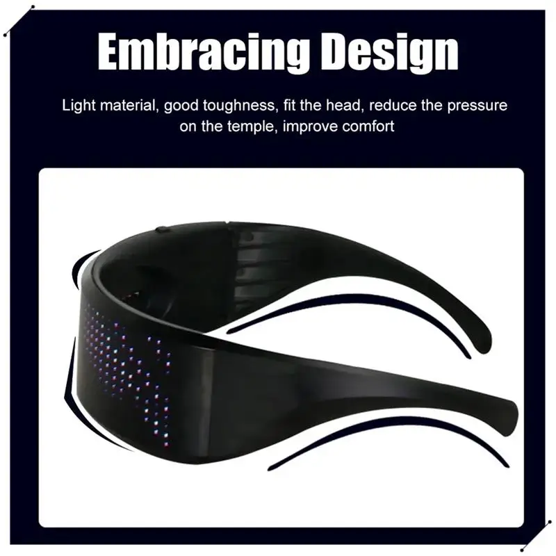 DIY Shining Electronic Futuristic Eyewear Glow The Dark Luminous Glasses Festival Performance Eyewear