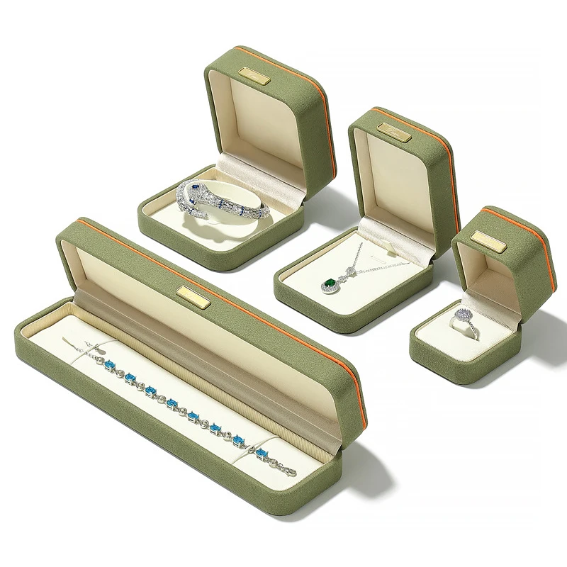 New High-End Green Jewelry Packaging Box Necklace Earrings Storage Holder Wedding Party Ring Gift Boxes