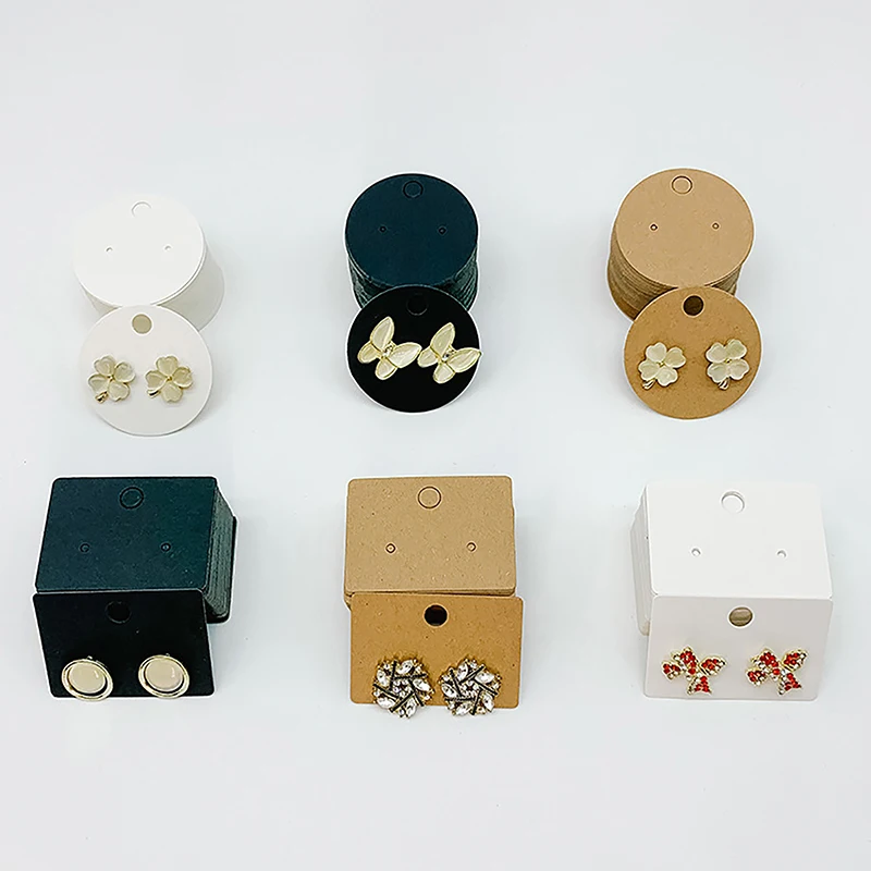 50 Pack Premium Round Cardboard Earring Cards, Blank Kraft Paper Hanging for Jewelry Packaging