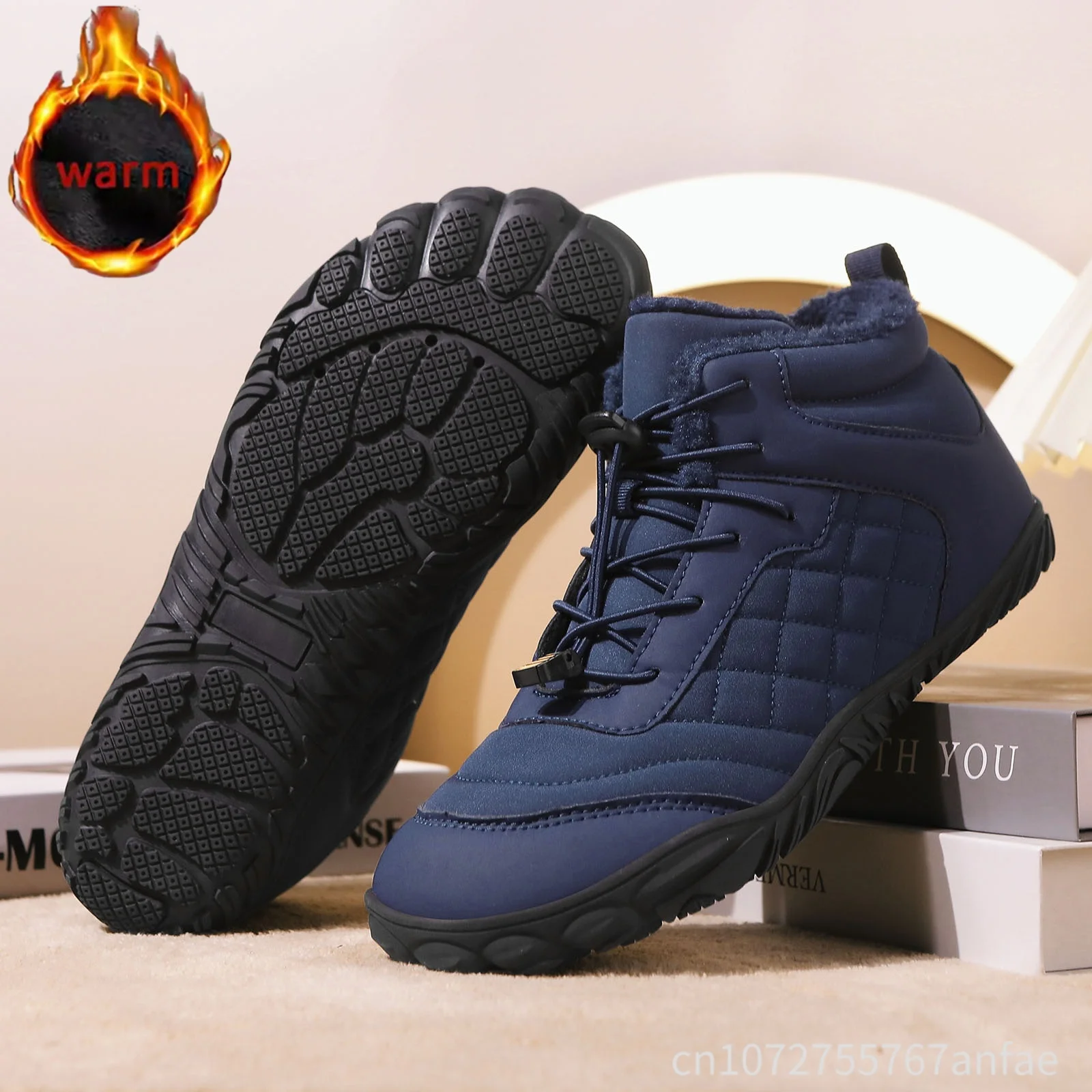 Winter Snow Boots Walking Barefoot Hiking Trekking Sneakers Non-slip Wide Toe Ankle Booties Waterproof Keep Warm Shoes Unisex