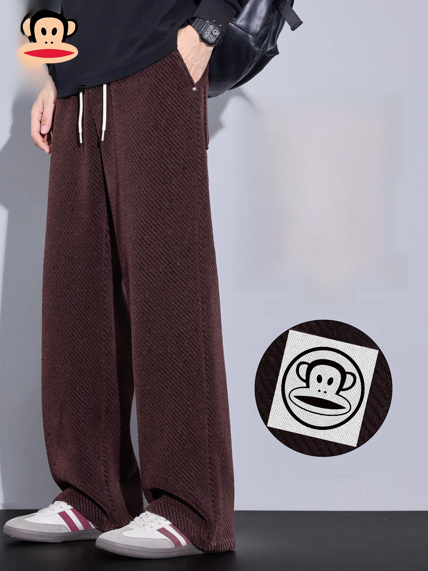 PaulFrank Comfortable Loose Straight Leg Casual Pants Men's Spring Trendy Brand Versatile Wide Leg Pants American Style Polye...