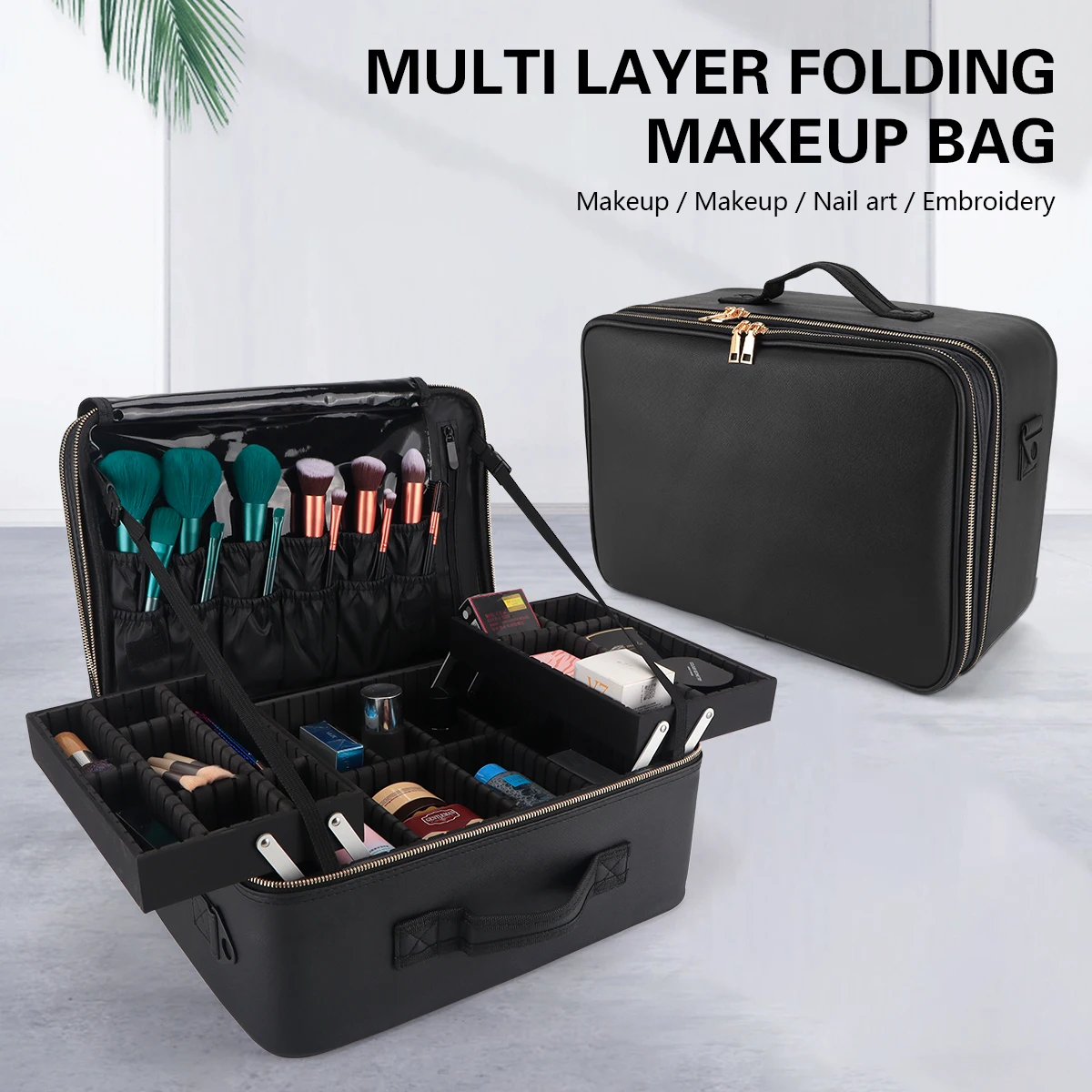 Salon Hairdressing and Beauty Double layer Folding Makeup Box Large Capacity Storage Box Hairdressing Tool Storage Bag