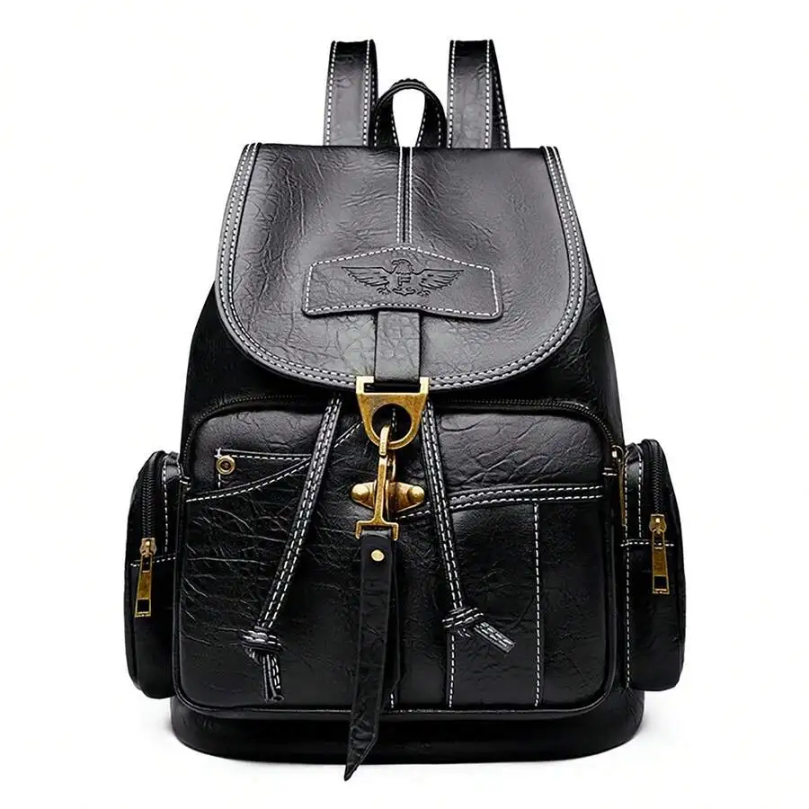 New Luxury Brand PU Leather Backpack Wallet Handbag Women's Casual Large Capacity Backpack Fashion Vintage Design Women's Travel