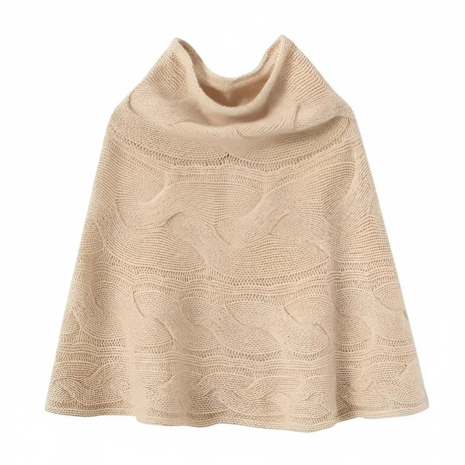 Cashmere Knit Cape, Thick Pullover Shawl, High Neck Scarf, Autumn Winter Layering