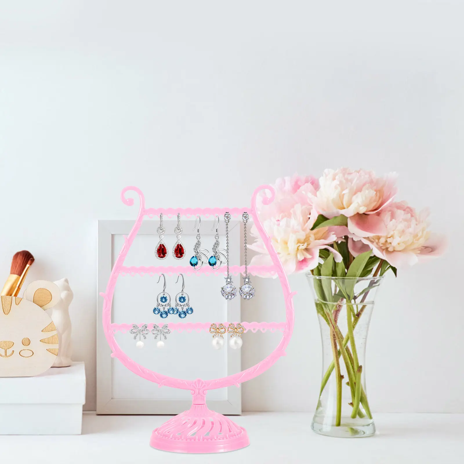 2pcs Earring Display Stand Jewelry Organizer Small Earring Holder Stand For Women Dangle Earrings Storage Rack Lightweight