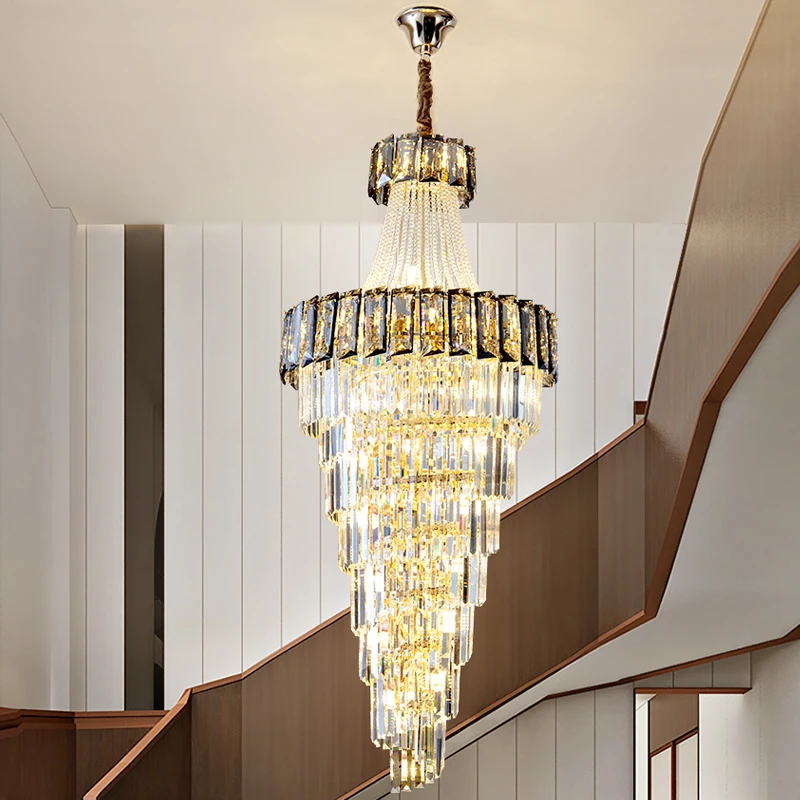 Modern Luxury Chandelier Villa Staircase Living Room Chandelier Hotel Lobby Decoration Crystal Pendant Light