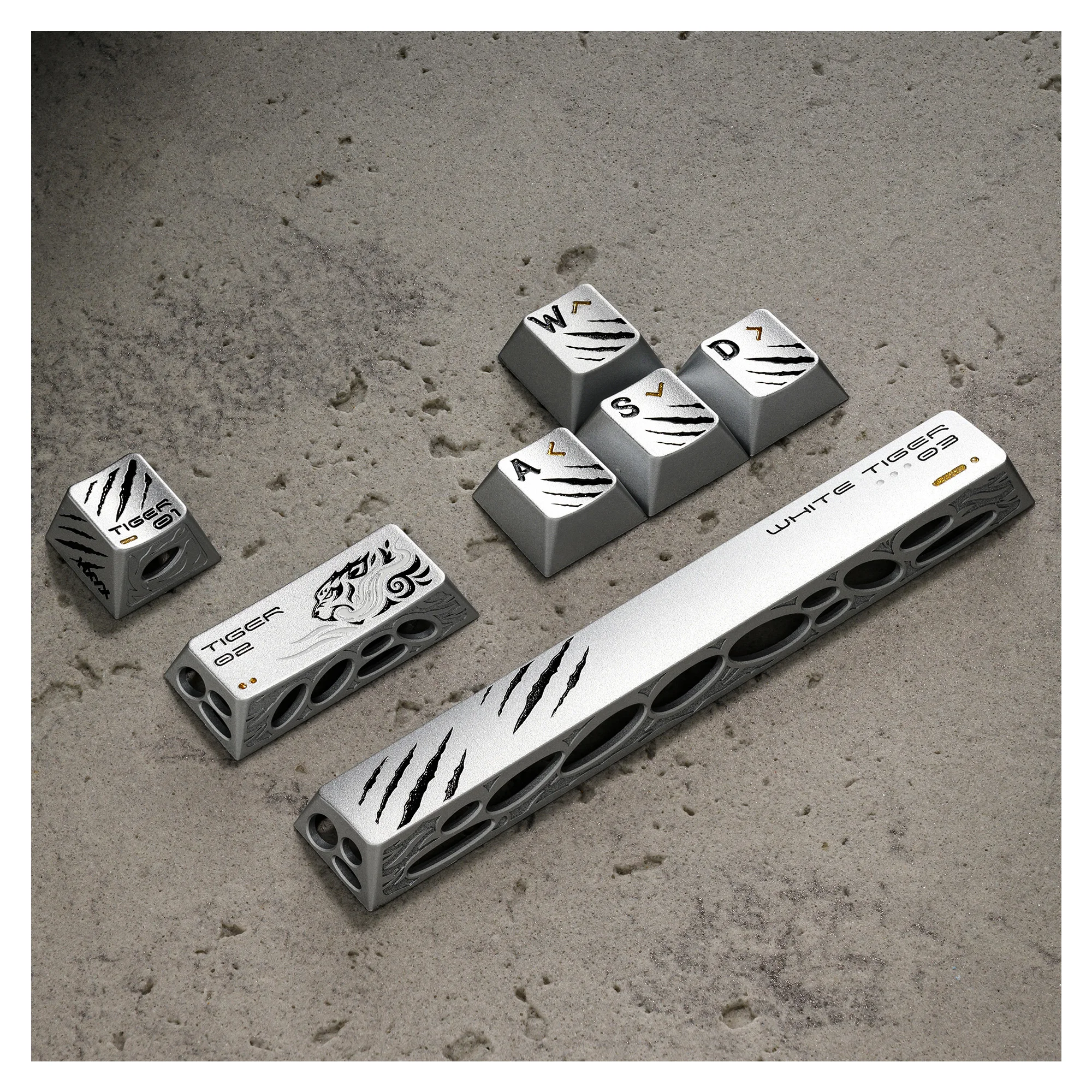 XVX Holy Beast White Tiger Themed CNC Aluminum Keycaps Artisan Kit 7-key