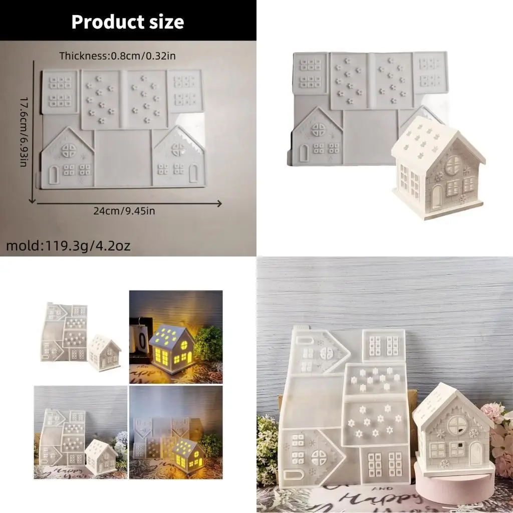 195C Miniature House Shaped Ornament Mold Flexible Silicone Mold Jewelry Making Tool
