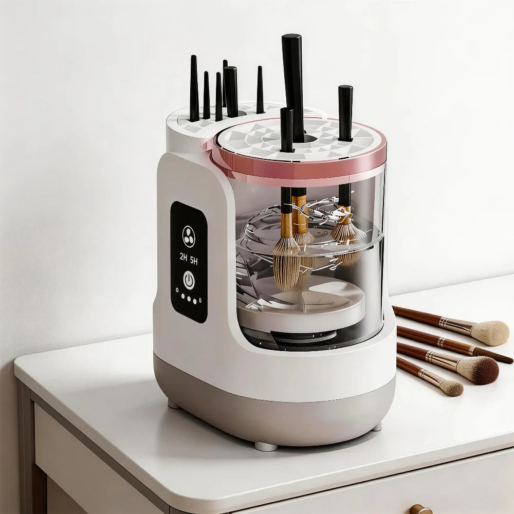 Electric Makeup Brush Cleaner, Quick Dry Brush Cleaner & Makeup Tool Cleaner,2 in 1 Washing and Air Drying,Plug and Play
